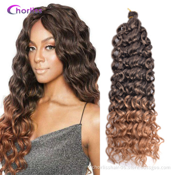 New Arrival Pink Brown Deep Ocean Wave Crochet Braids Soft Hawaii Curls Ombre Color Synthetic Hair Extensions For Women African